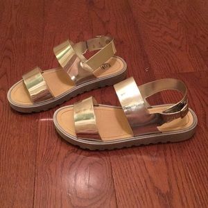 Silver Mirror-look chrome chunky sandals